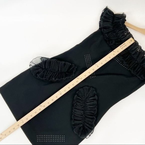CHRISTOPHER KANE Off-Shoulder Ruffle BLACK Mini Dress - Picture 15 of 16